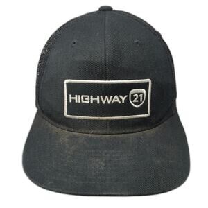 Highway 21 Trucker Hat Black One Size Mesh Back Snapback Motorcycle Gear Patch